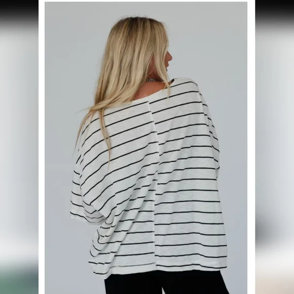 NWT Three Bird Nest Dreamy Daze Striped Sage Green Women's Top - Picture 3 of 16